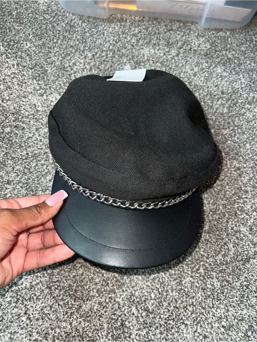 Forever 21 Black Cap with Silver Chain Detail